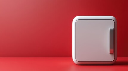 Home-use mini fridge on a clean red background