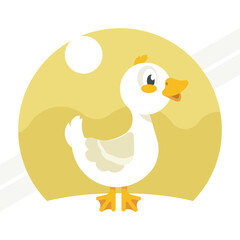 An illustration of a little white duckling representing cuteness and nature