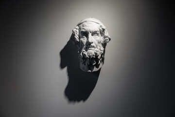 Classical Marble gypsum Bust with Dramatic Shadows