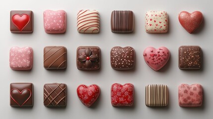 Valentine's day chocolate box collection - assorted heart and decorative sweets for gifting