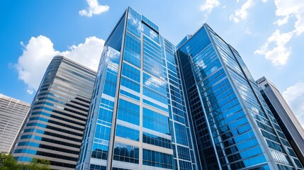 Obraz premium Sophisticated Skyline of Gleaming High-Rise Towers Representing Thriving Business District