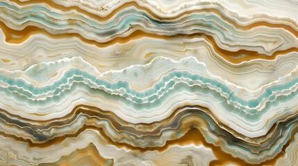 Obraz premium A close-up of layered agate stone with turquoise, brown, and white patterns.