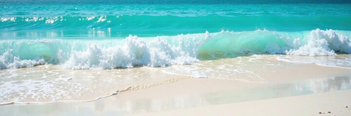 Fototapeta premium White sand, crystal clear water, rolling waves , texture, tropical