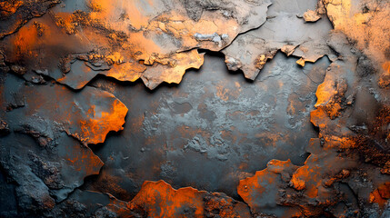Corroded metal texture with blue and orange rust patterns