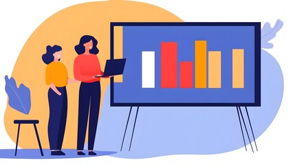 Sales Manager Leads Virtual Team Meeting with Data Analytics on Screen