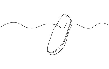 Obraz premium Shoe single continuous line drawing. Sports shoes drawn in a one line art style, Continuous one line drawing of trendy sport shoe. Simple shoes, sneaker line art vector illustration.