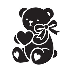 Teddy bear in a loving pose with a heart for Valentine’s - Teddy Bear silhouette - Teddy Bear vector - Teddy Bear illustration - valentine silhouette - love silhouette
