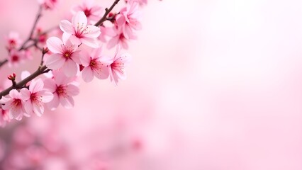 Obraz premium макет с местом для текста. Весенний фон с ветками сакуры по бокам 