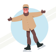 A man ice skating representing winter sports and fun