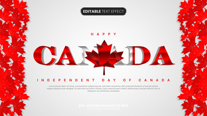 Canada independent day editable text effect