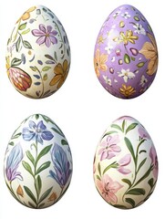 Fototapeta premium Set of. on painted easter eggs transparent PNG, elements, illustrations, isolated, Generative AI