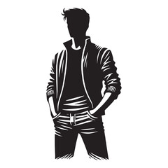 Elegant standing silhouette for refined visual art - standing vector, standing person illustration
