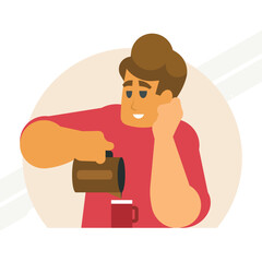 A man pouring coffee representing refreshment and daily routine