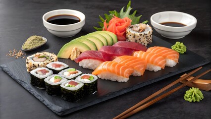 sushi and chopsticks