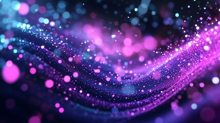 Glowing dots wave in 3D vector design, creating a dynamic and abstract cosmic effect