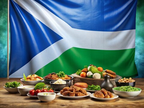 Lesotho Independence Day: Festive Flag Banner & Delicious Food Photography