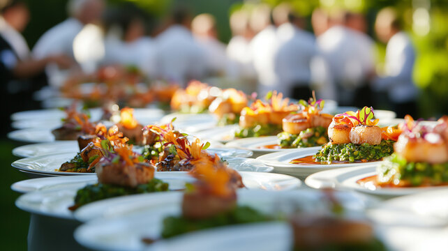 Elegant Plated Meal at an Outdoor Catering Event