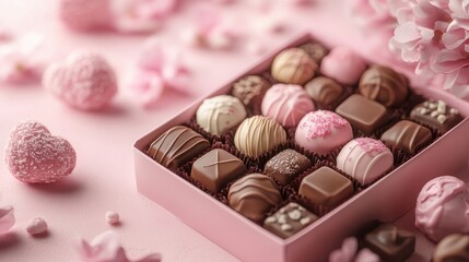 Gift craft box with assorted chocolates and decorative pin for celebrations and gifting