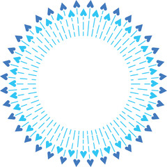 Blue decorative frame with hearts. Vector illustration.