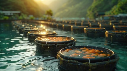 Fototapeta premium Fish Farming in the Countryside of Vietnam - Popular with Tourists