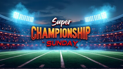 A vibrant banner celebrating Super Bowl Sunday, featuring football graphics and festive colors, generative ai