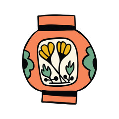 cute hand drawn vase with flowers illustration