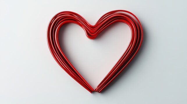 Creative heart shape made from red paperclips for valentine's day and craft design