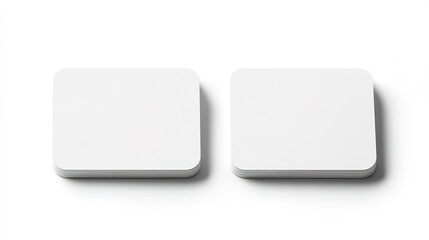 Two blank business cards isolated on a white background, a mockup template.