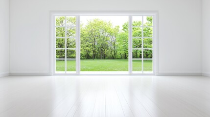 Fototapeta premium Bright Room with Garden View