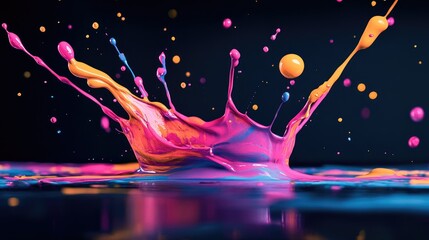 Abstract paint splashes in dynamic display
