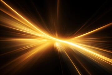 Radiant golden beams of light streak diagonally across a deep black background, creating a dynamic contrast