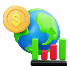 Global Growth 3d render icons