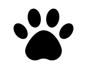 Bold black paw print graphic, minimalist design. Perfect for pet-related websites, logos, apps, or any project needing a simple, impactful animal symbol. © SolaruS