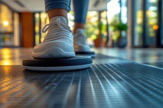 Supportive Coaching Elderly Woman Improves Balance Through Rehabilitation Exercises with Empathetic Caregiver Guidance Gentle movements, strength training, and posture correction for seniors seeking