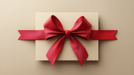 Red ribbon bow on gift box for christmas celebration and greeting card design