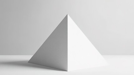 Fototapeta premium 3D render of a pyramid, white background, white paper texture, simple minimalist design