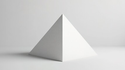 3D render of a pyramid, white background, white paper texture, simple minimalist design