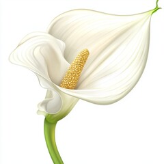 Elegant White Calla Lily Flower Isolated on White Background, Symbol of Purity and Beauty in Floral Design