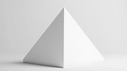 Fototapeta premium 3D render of a pyramid, white background, white paper texture, simple minimalist design