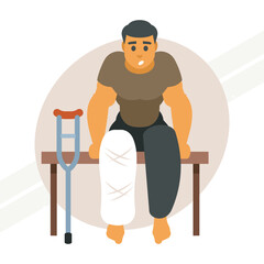 Man with a cast on his leg