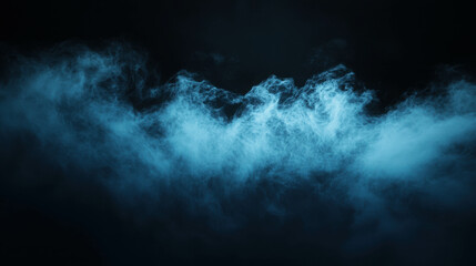 Fototapeta premium Soft Blue Light Mist Floating Gently in the Dark Background for Dreamy Atmosphere