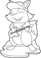 Fox Musician Guitar Music Animal Vector Graphic Art Illustration