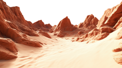 High - Quality Stock - Style Photo, Martian Landscape, Mars Desert with Red Rocks on transparent BG