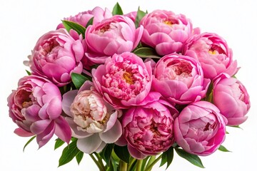 Fototapeta premium Luxurious Blush Pink Peonies, Opulent Wedding Flowers, Isolated White Background