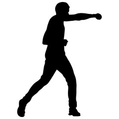 Man Boxing Player Silhouette Isolated on White Background. Vector Illustration