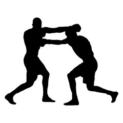 Man Boxing Player Silhouette Isolated on White Background. Vector Illustration