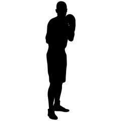 Man Boxing Player Silhouette Isolated on White Background. Vector Illustration