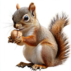 Obraz premium Adorable Squirrel Holding a Walnut in Its Tiny Paws with Expressive Eyes in a Natural Setting
