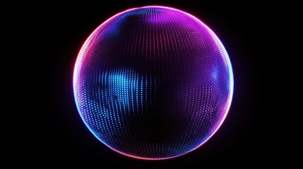 Creative 3d rendering sphere made of neon dots. Global network connection. Globe Grid. Worldwide communication. Futuristic earth globe. Science, technology and illustration on dark backdrop