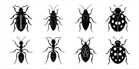 Set of insect icons silhouette illustration. Insects vector collection